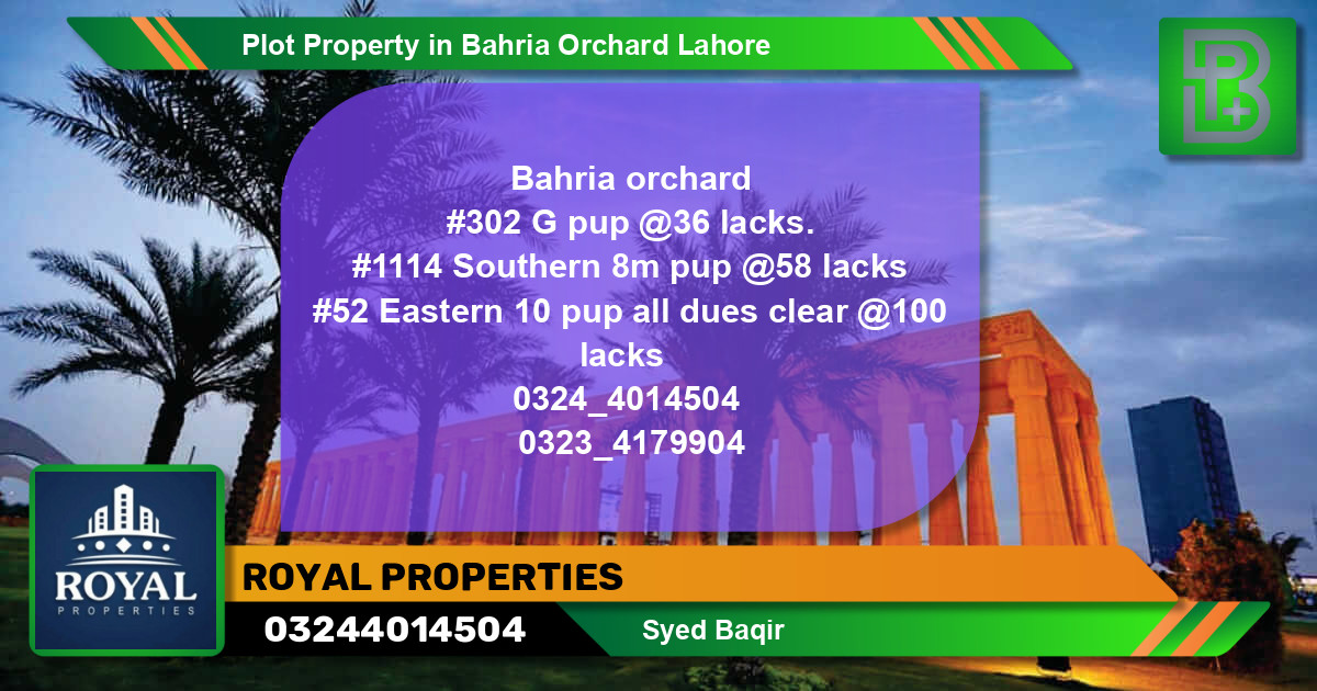 Residential Plot for Sale in Bahria Orchard, Lahore - (BP-65951)