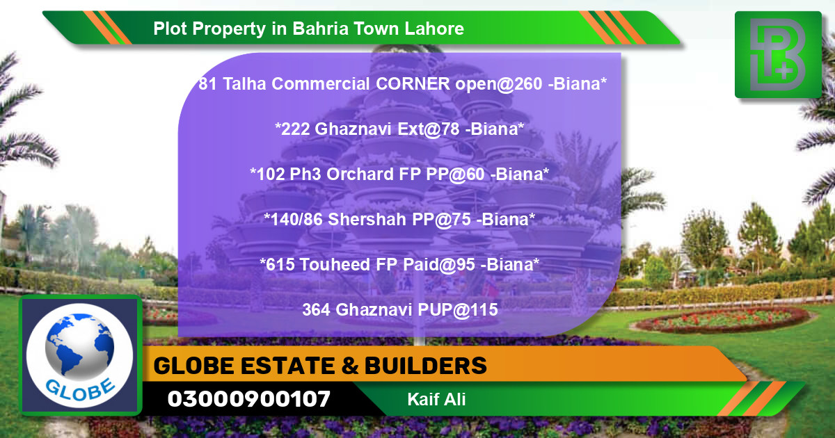 Commercial Plot for Sale in Bahria Town, Lahore - (BP-65953)