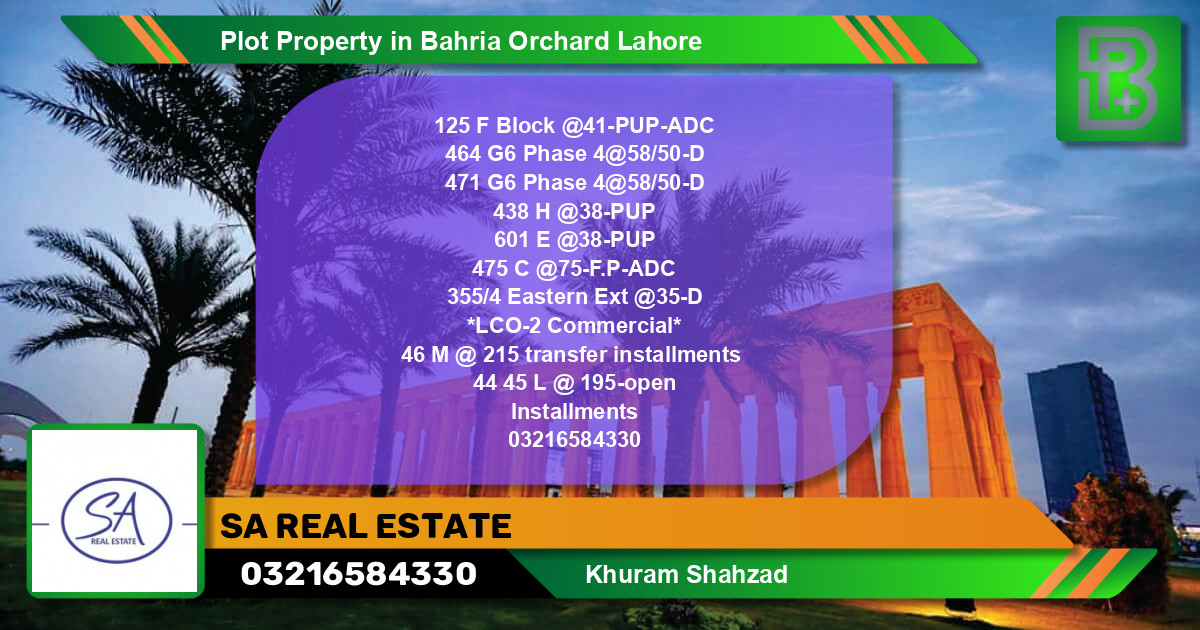 Commercial Plot for Sale in Bahria Orchard, Lahore - (BP-65984)