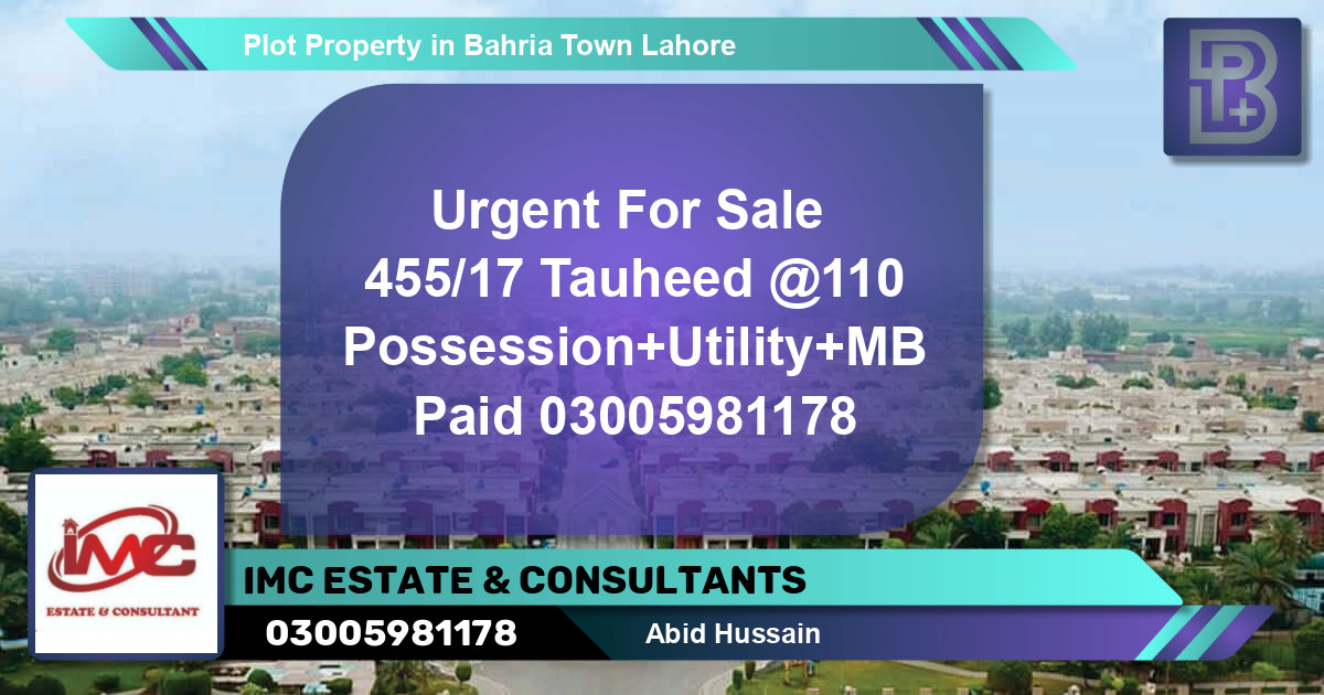 Residential Plot for Sale in Bahria Town, Lahore - (BP-66003)