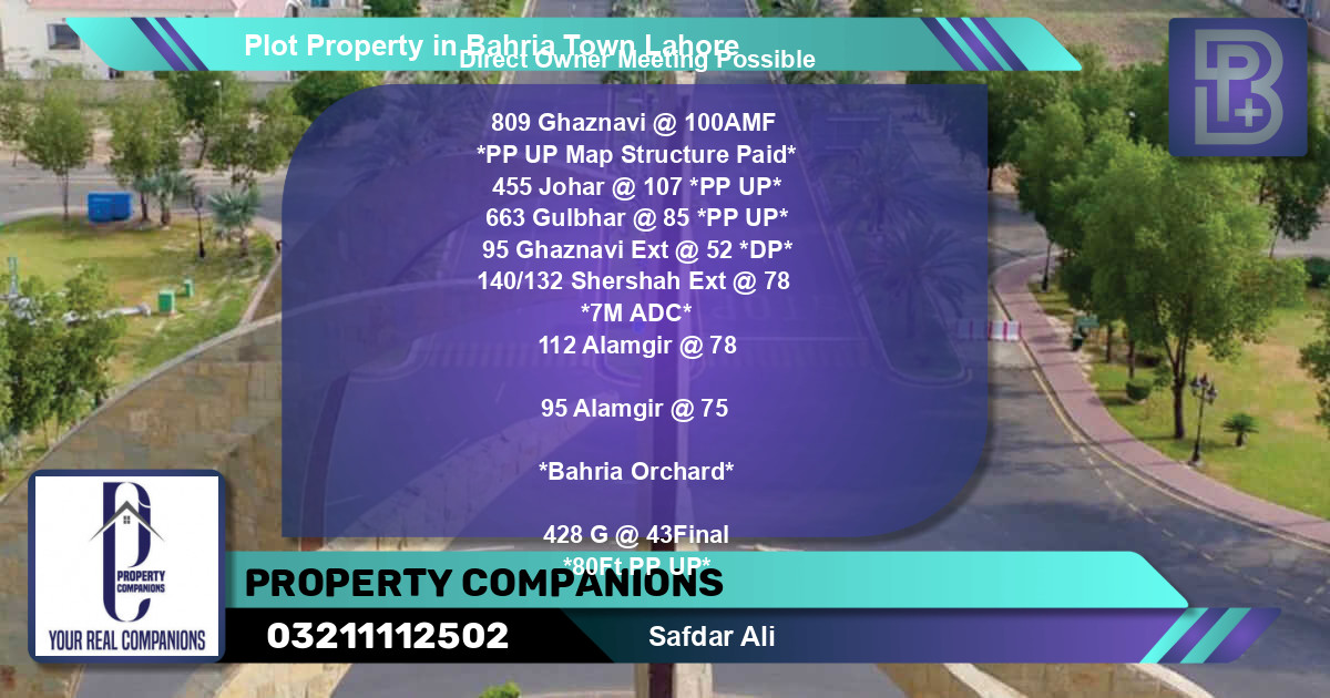 Residential Plot for Sale in Bahria Town, Lahore - (BP-66006)
