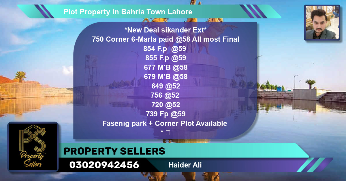 Residential Plot for Sale in Bahria Town, Lahore - (BP-66013)