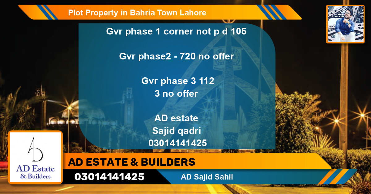 Residential Plot for Sale in Bahria Town, Lahore - (BP-66026)