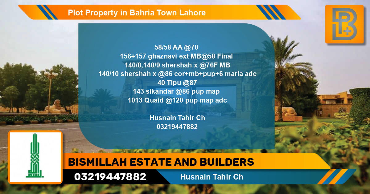 Residential Plot for Sale in Bahria Town, Lahore - (BP-66035)
