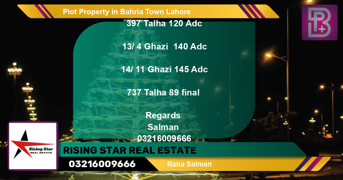 Residential Plot for Sale in Bahria Town, Lahore - (BP-66036)