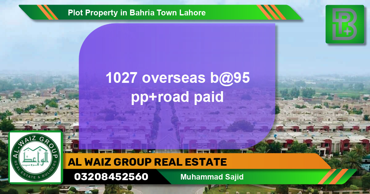Residential Plot for Sale in Overseas B -  Bahria Town, Lahore - (BP-66048)