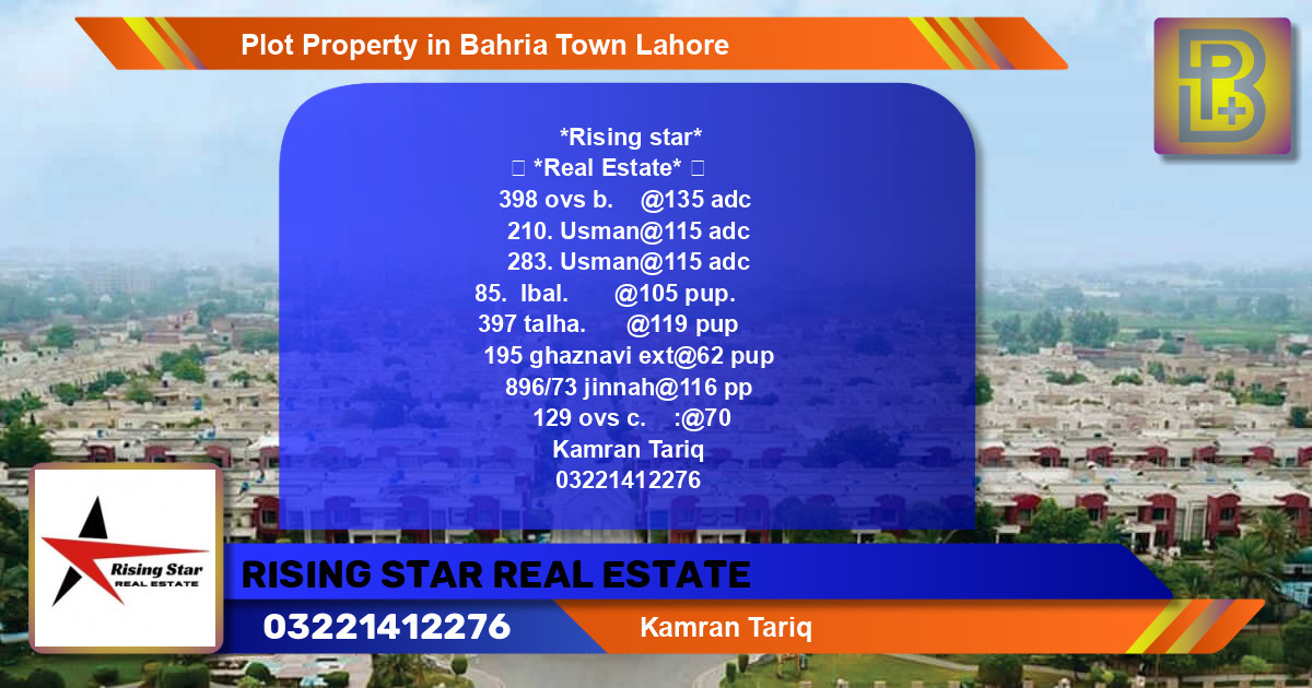 Residential Plot for Sale in Bahria Town, Lahore - (BP-66049)
