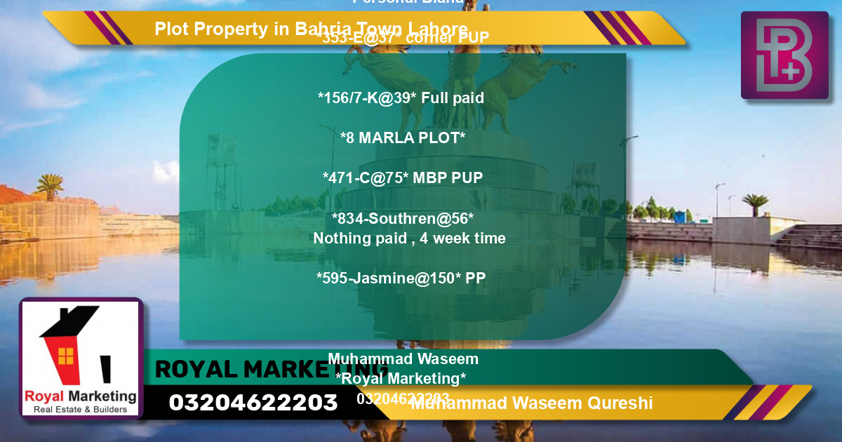 Residential Plot for Sale in Bahria Town, Lahore - (BP-66060)