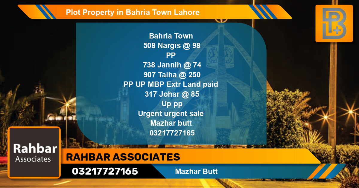 Residential Plot for Sale in Bahria Town, Lahore - (BP-66066)