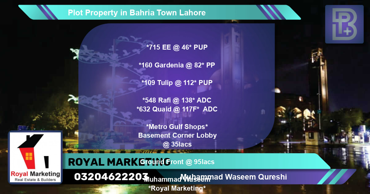 Residential Plot for Sale in Bahria Town, Lahore - (BP-66101)