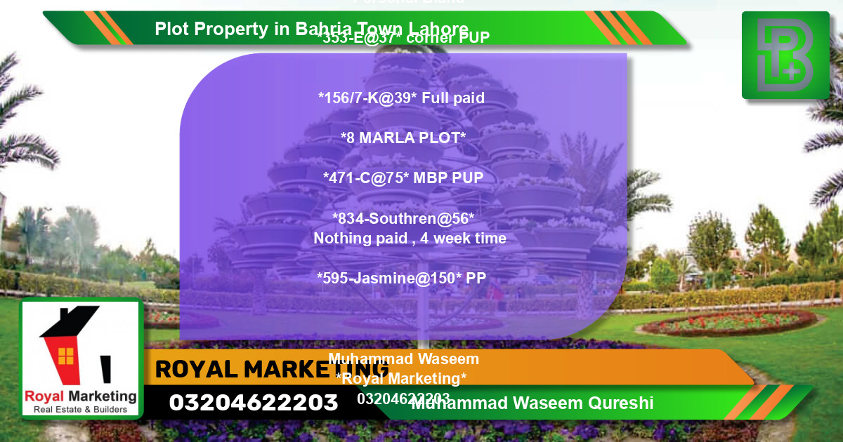 Residential Plot for Sale in Bahria Town, Lahore - (BP-66103)