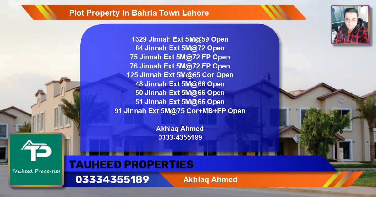 Residential Plot for Sale in Bahria Town, Lahore - (BP-66111)