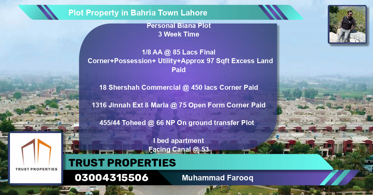 Commercial Plot for Sale in Bahria Town, Lahore - (BP-66119)