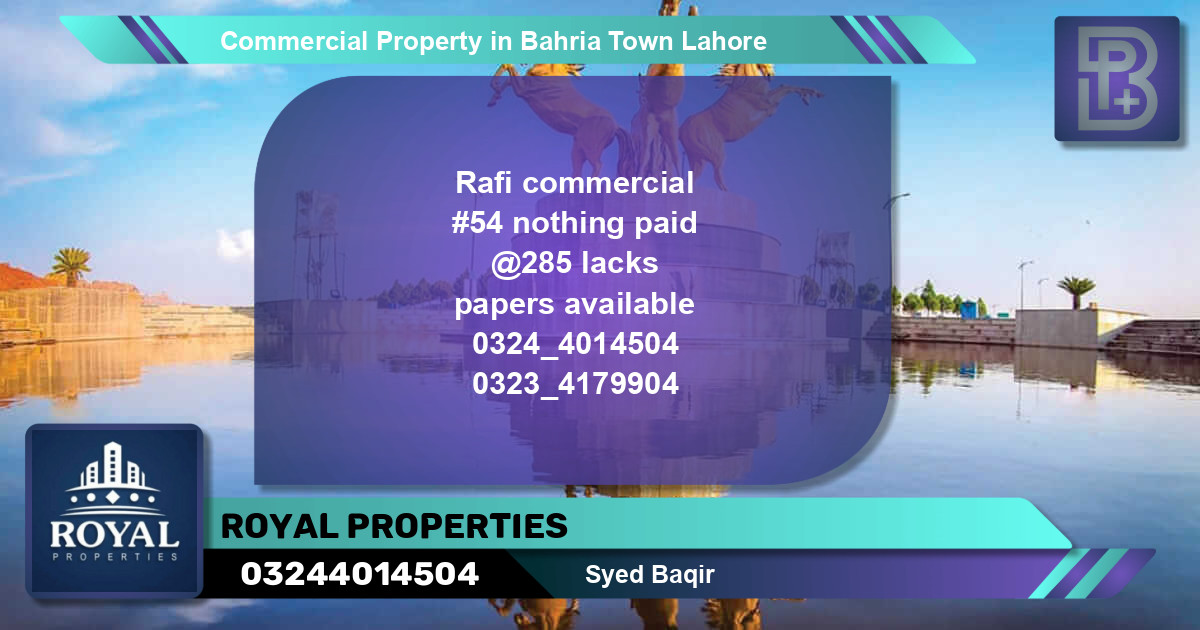 Commercial Property for Sale in Bahria Town, Lahore - (BP-66122)