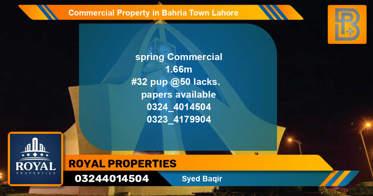 Commercial Property for Sale in Bahria Town, Lahore - (BP-66125)