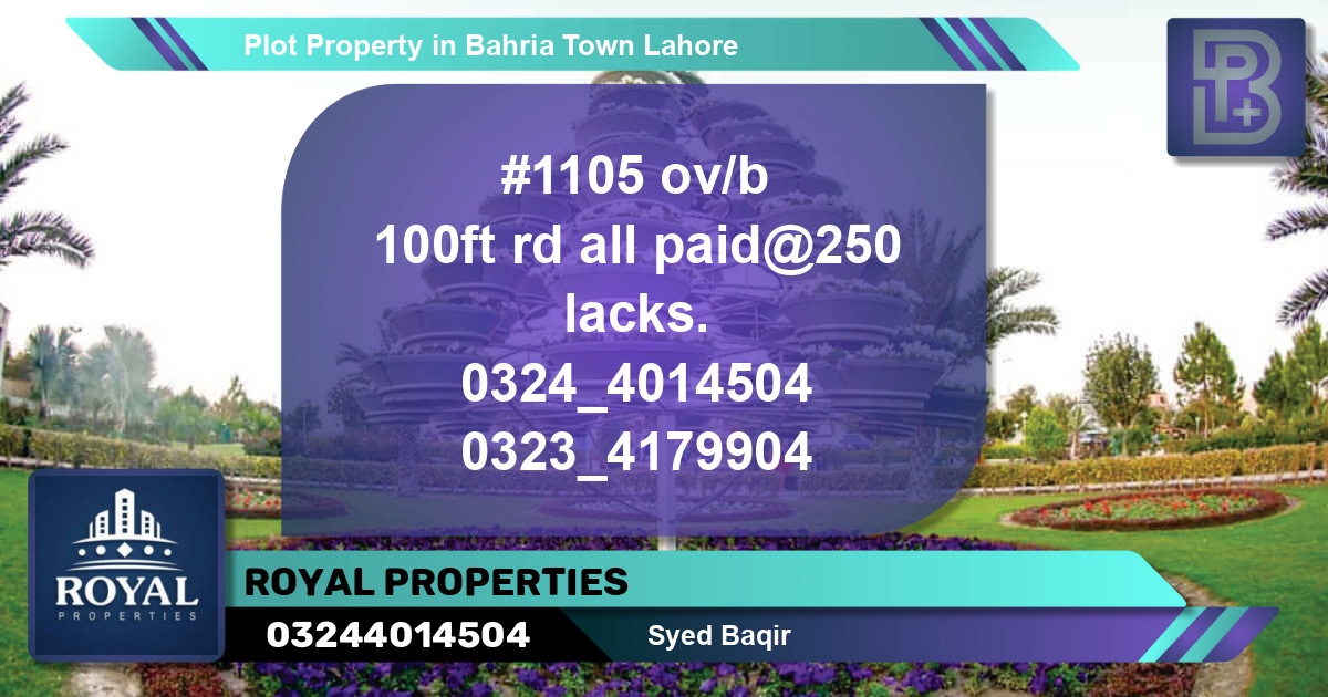 Residential Plot for Sale in Bahria Town, Lahore - (BP-66126)
