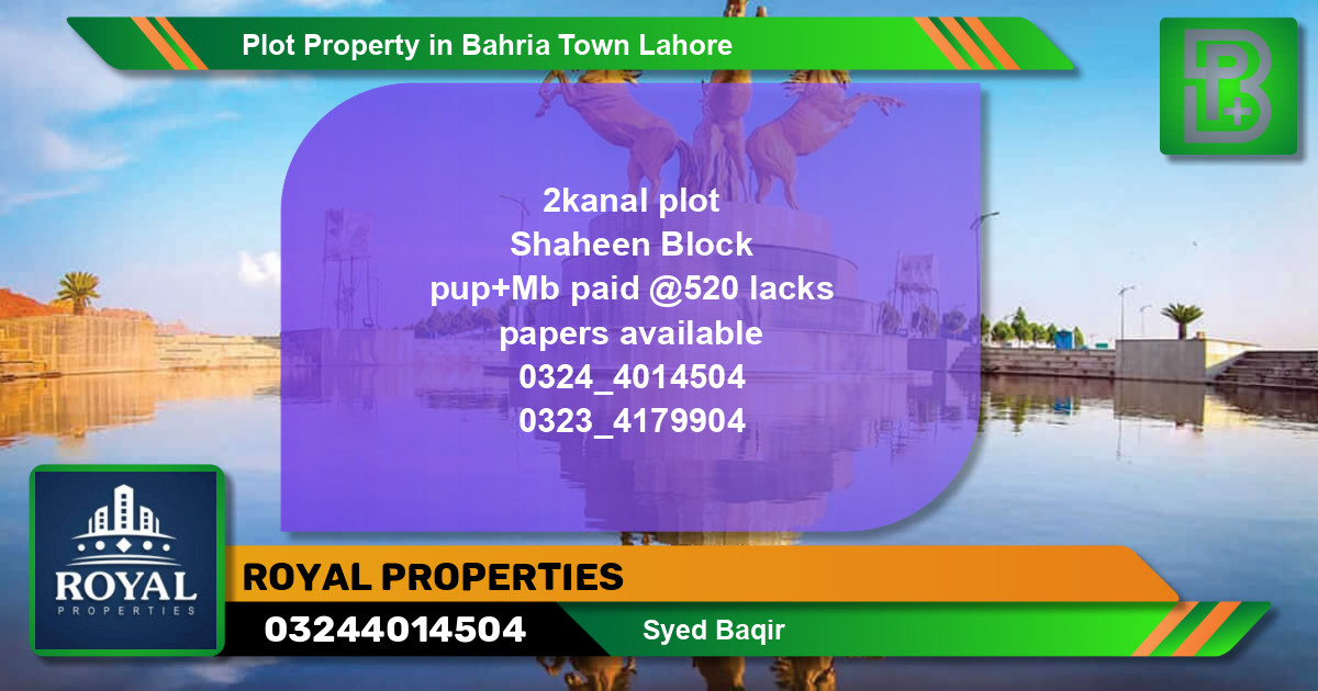 Residential Plot for Sale in Bahria Town, Lahore - (BP-66128)