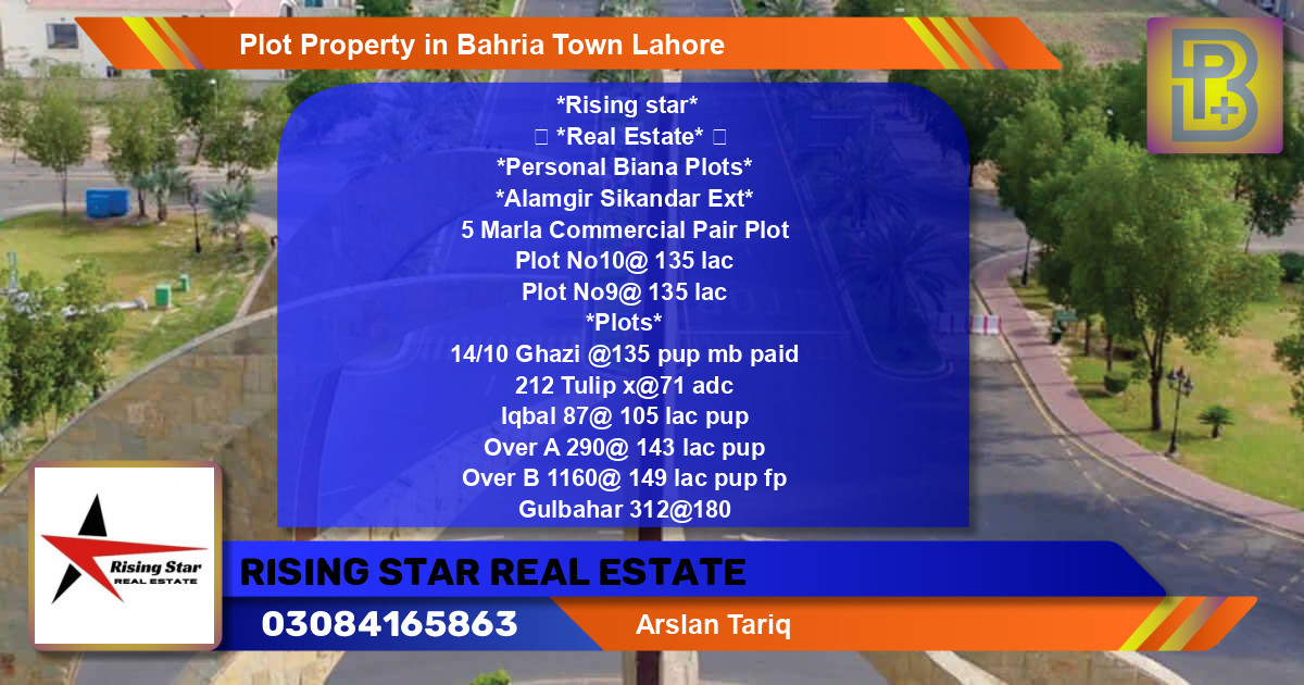Commercial Plot for Sale in Bahria Town, Lahore - (BP-66165)
