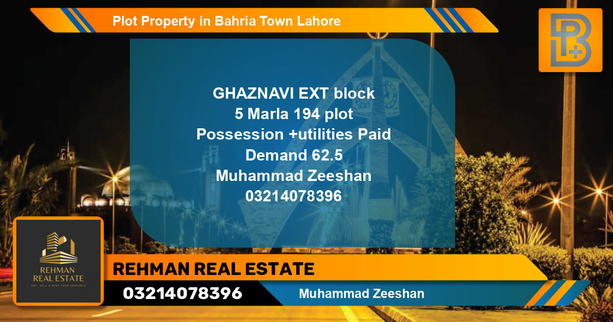 Residential Plot for Sale in Bahria Town, Lahore - (BP-66172)