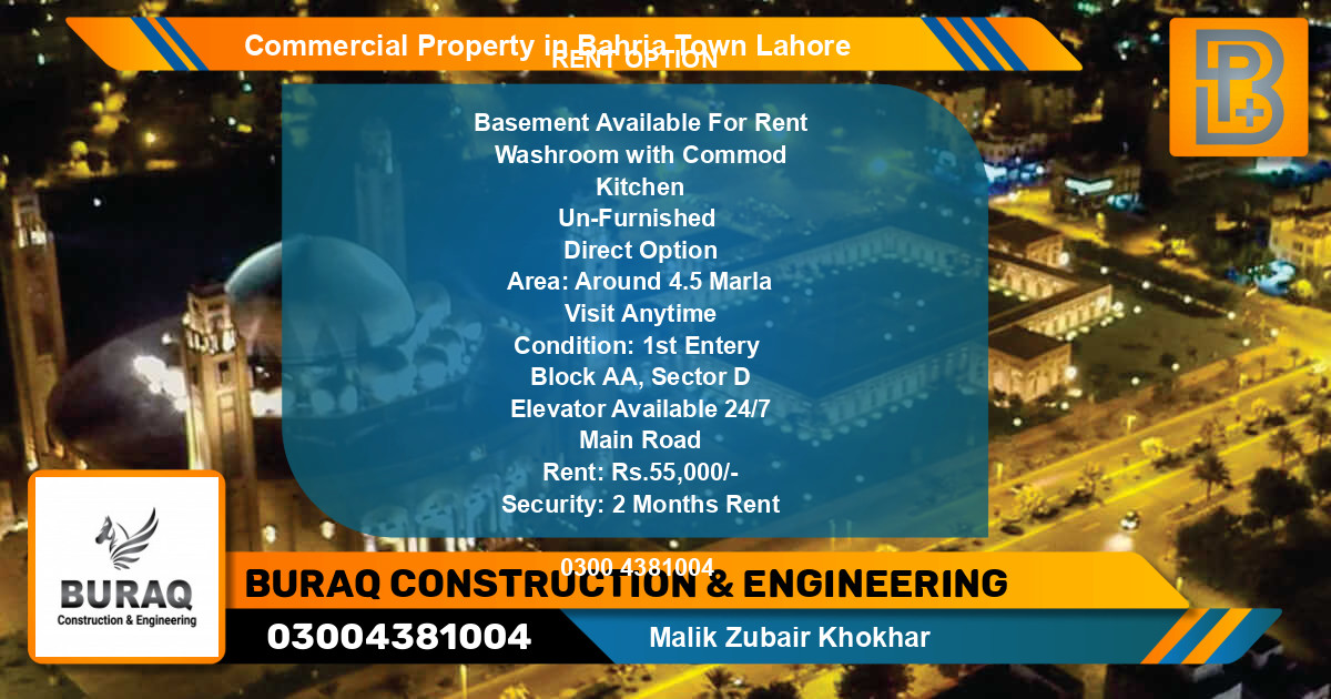 Commercial Property for Rent in Bahria Town, Lahore - (BP-66183)