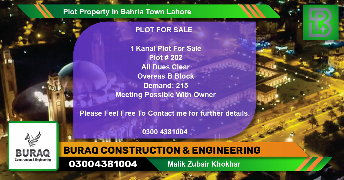 Residential Plot for Sale in Bahria Town, Lahore - (BP-66186)