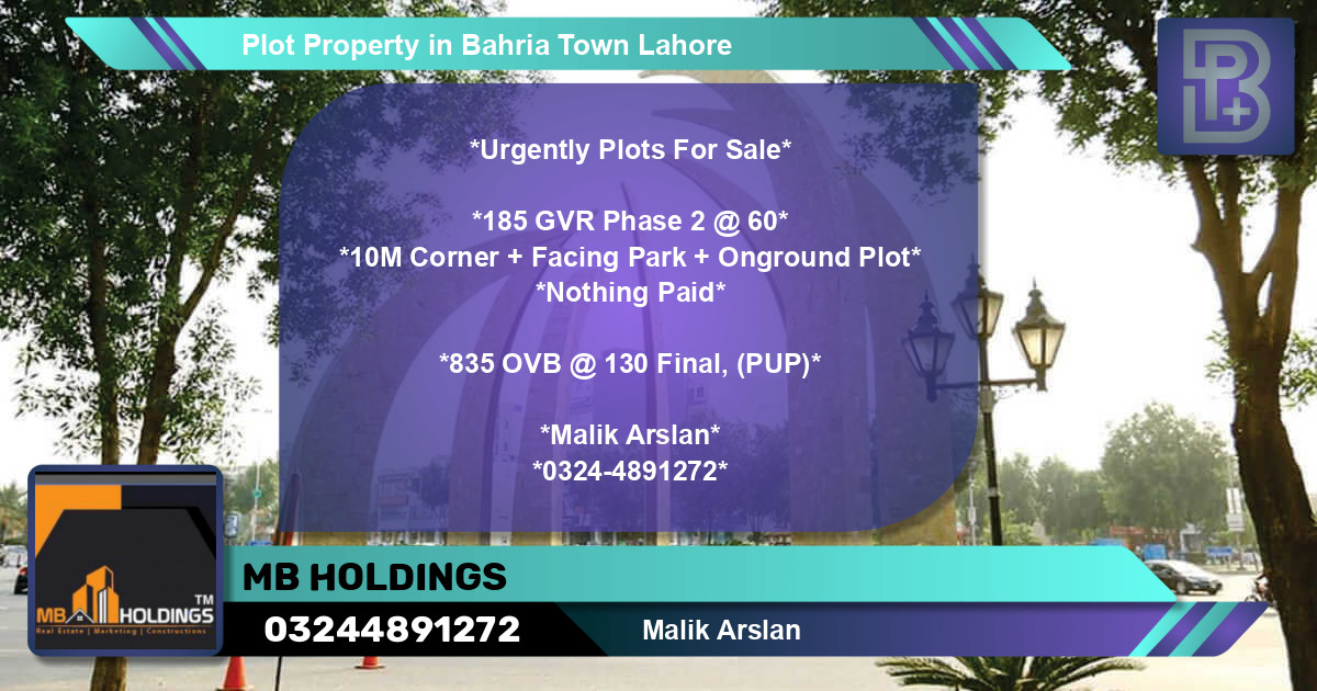 Residential Plot for Sale in Bahria Town, Lahore - (BP-66279)