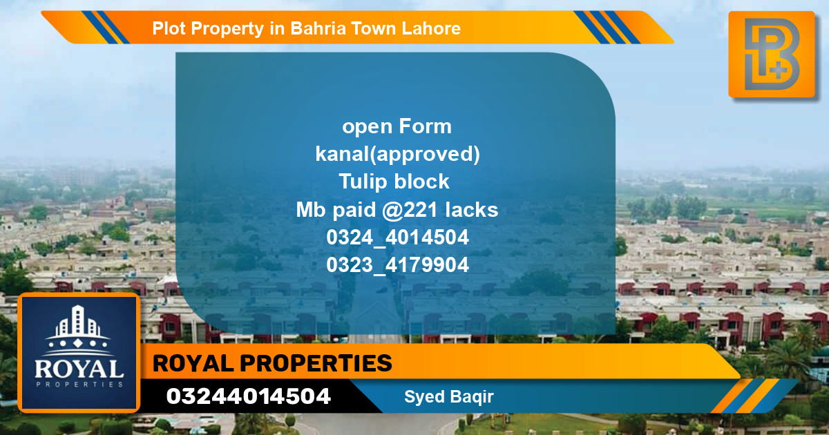 Residential Plot for Sale in Bahria Town, Lahore - (BP-66299)