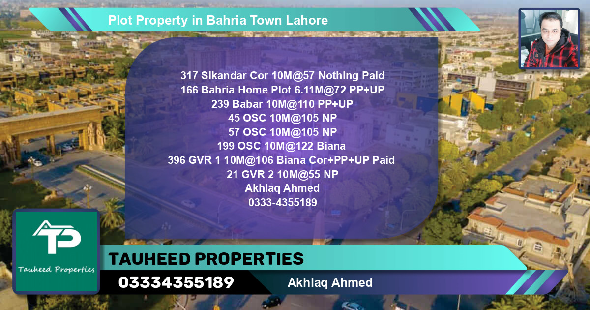 Residential Plot for Sale in Bahria Town, Lahore - (BP-66311)