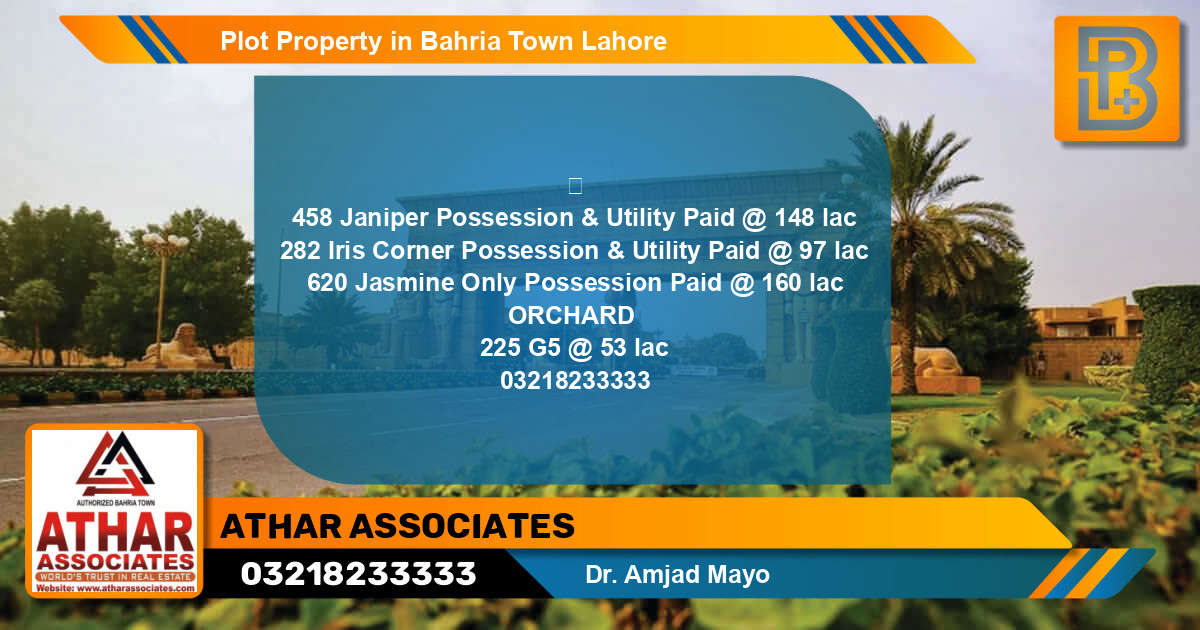 Residential Plot for Sale in Bahria Town, Lahore - (BP-66316)