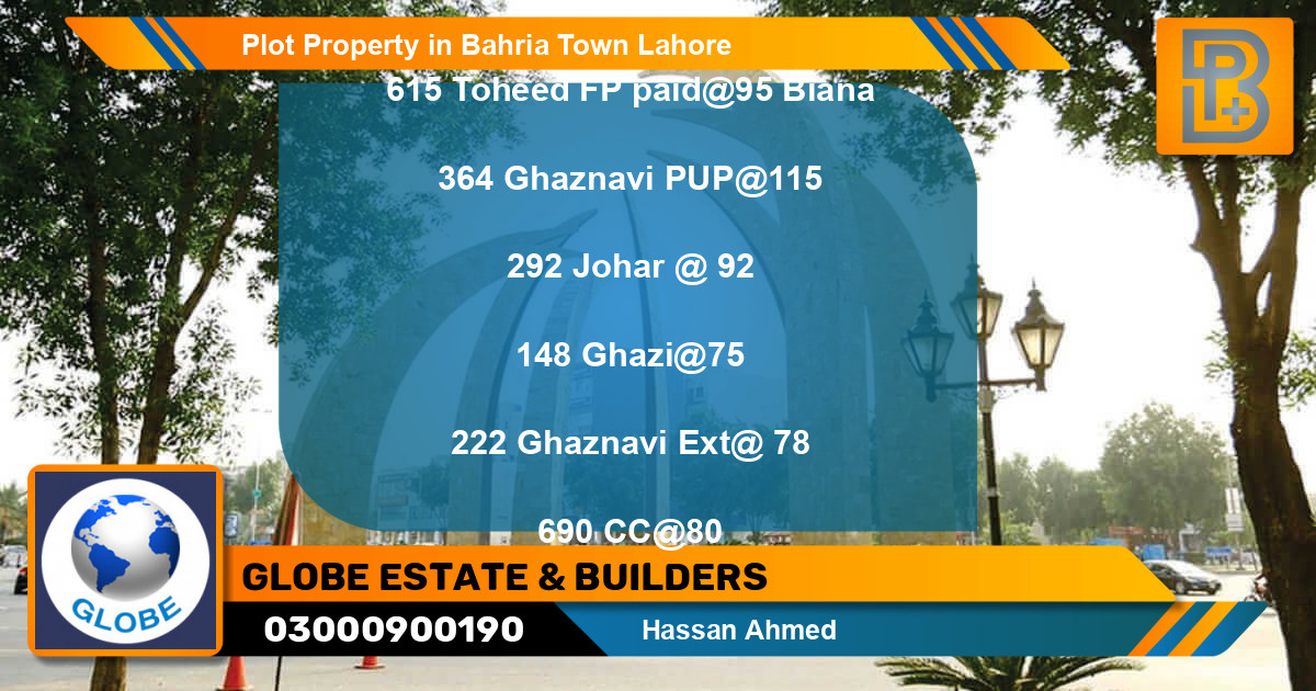 Residential Plot for Sale in Bahria Town, Lahore - (BP-66317)