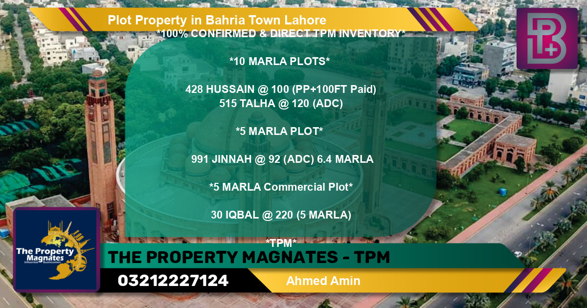 Commercial Plot for Sale in Bahria Town, Lahore - (BP-66324)
