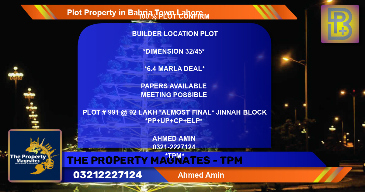 Residential Plot for Sale in Bahria Town, Lahore - (BP-66329)
