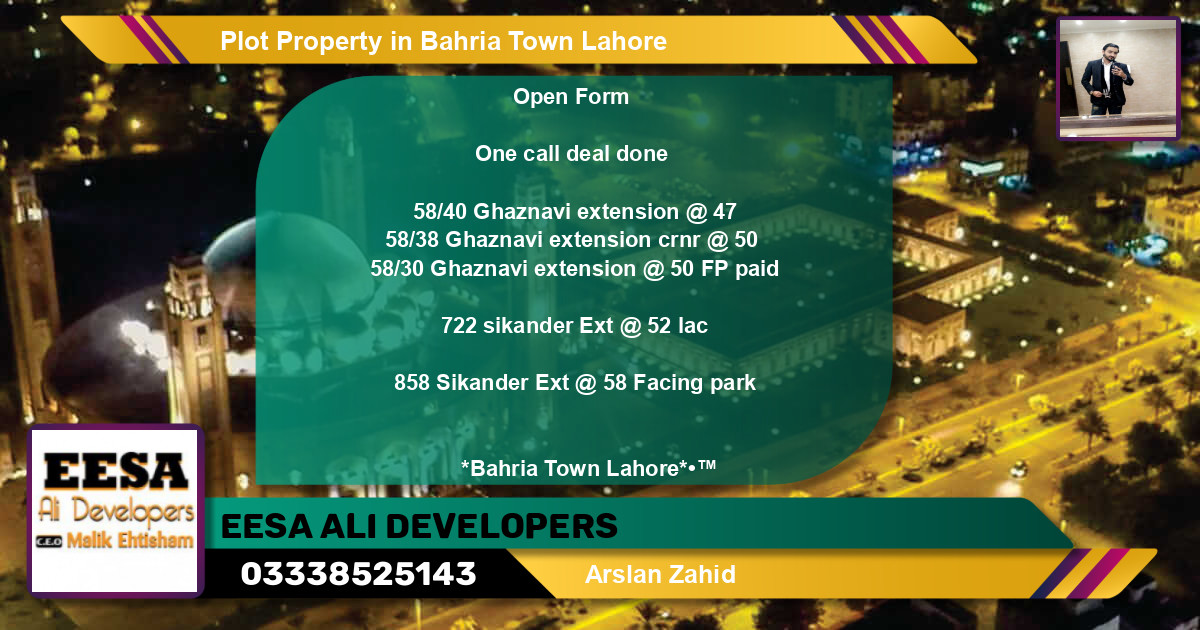 Residential Plot for Sale in Bahria Town, Lahore - (BP-66333)