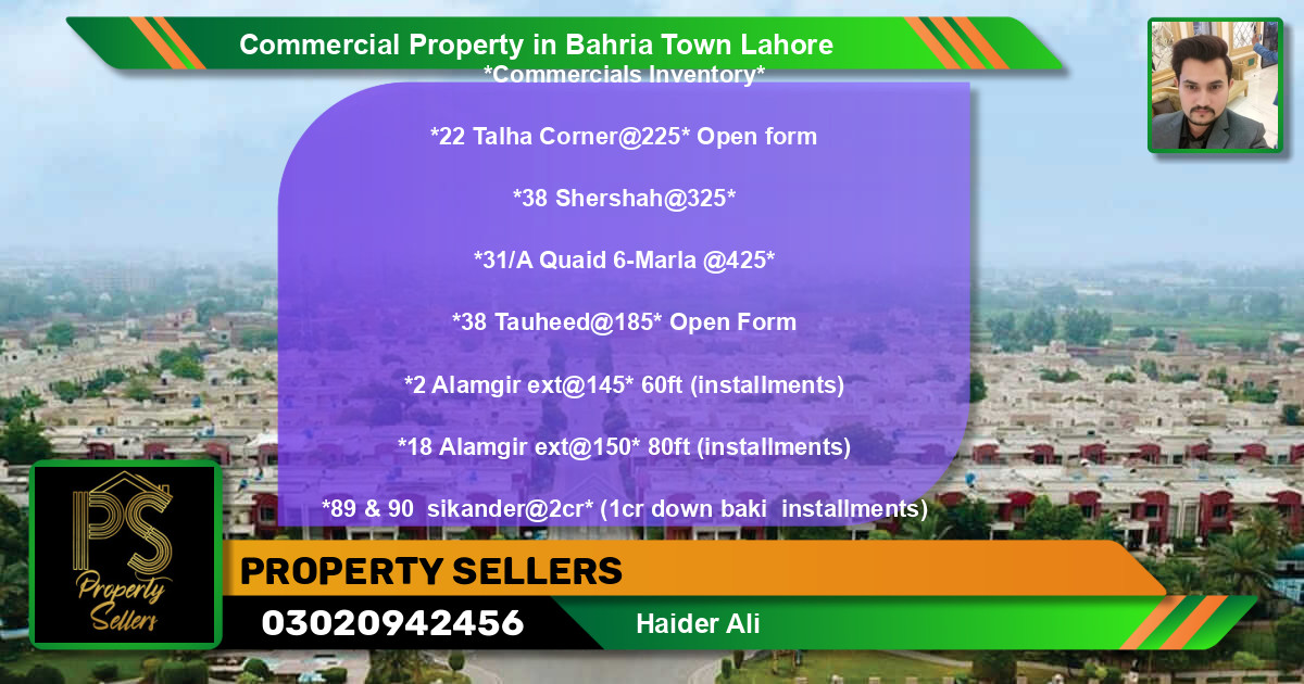 Commercial Property for Sale in Bahria Town, Lahore - (BP-66346)