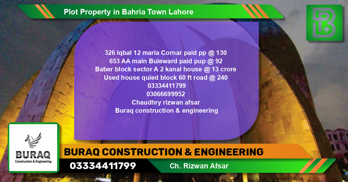 Residential Plot for Sale in Bahria Town, Lahore - (BP-66359)