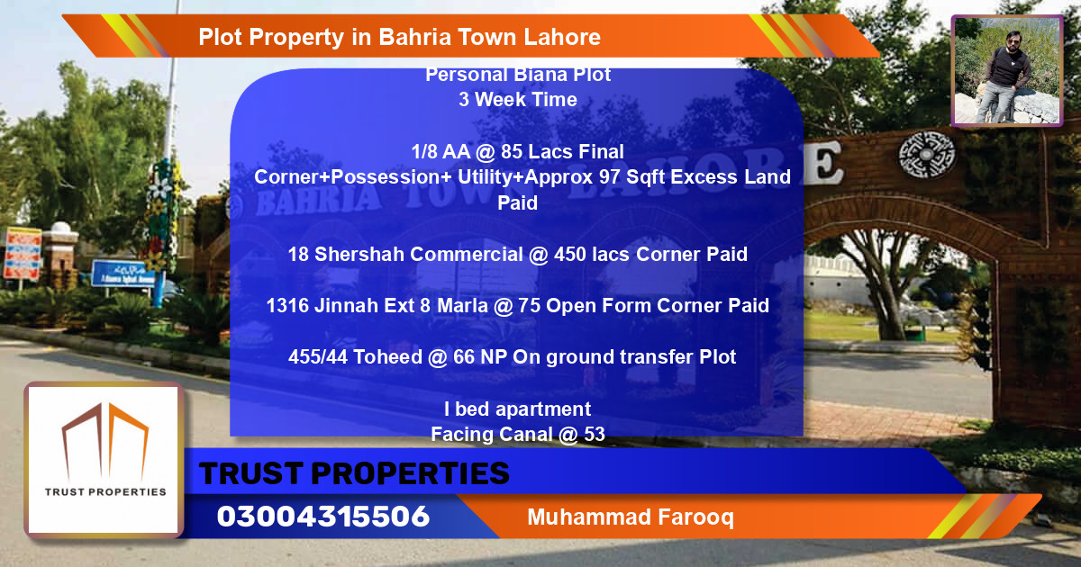 Commercial Plot for Sale in Bahria Town, Lahore - (BP-66395)