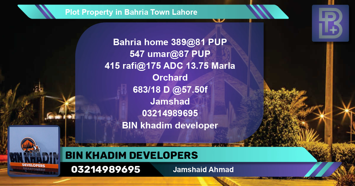 Residential Plot for Sale in Bahria Town, Lahore - (BP-66401)
