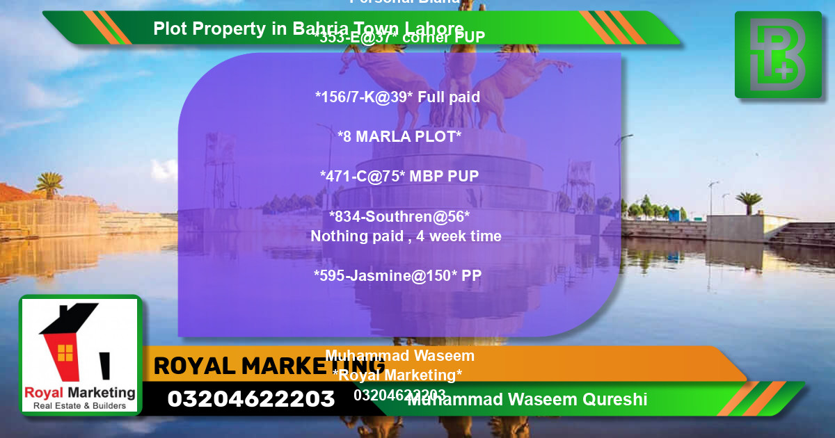 Residential Plot for Sale in Bahria Town, Lahore - (BP-66405)