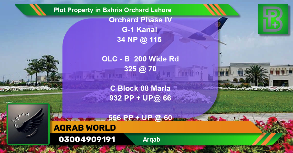 Residential Plot for Sale in Bahria Orchard, Lahore - (BP-66419)