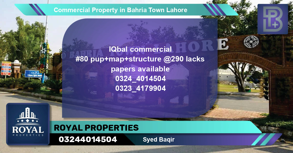 Commercial Property for Sale in Bahria Town, Lahore - (BP-66437)