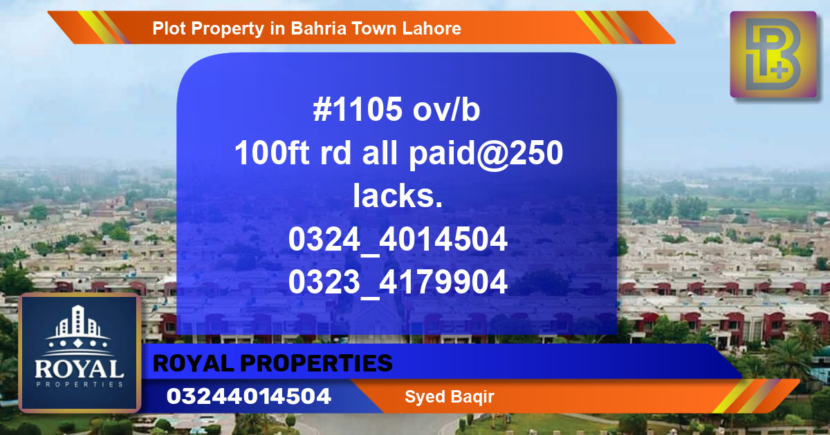 Residential Plot for Sale in Bahria Town, Lahore - (BP-66439)
