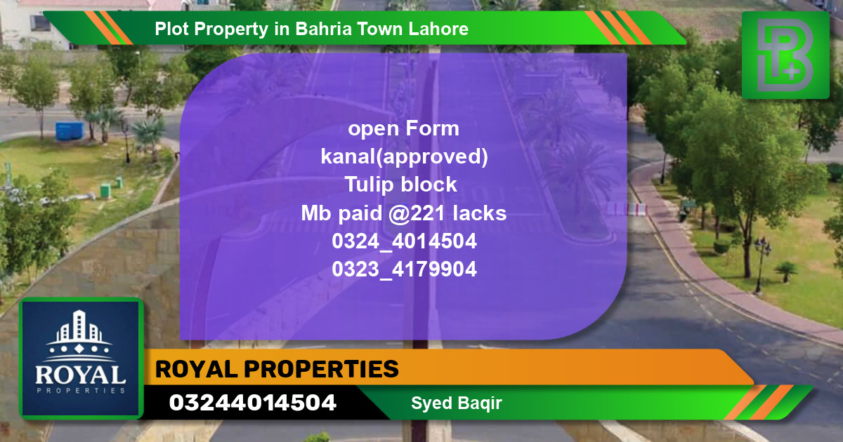 Residential Plot for Sale in Bahria Town, Lahore - (BP-66441)