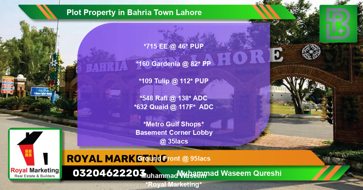 Residential Plot for Sale in Bahria Town, Lahore - (BP-66448)