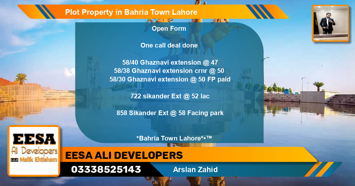 Residential Plot for Sale in Bahria Town, Lahore - (BP-66475)