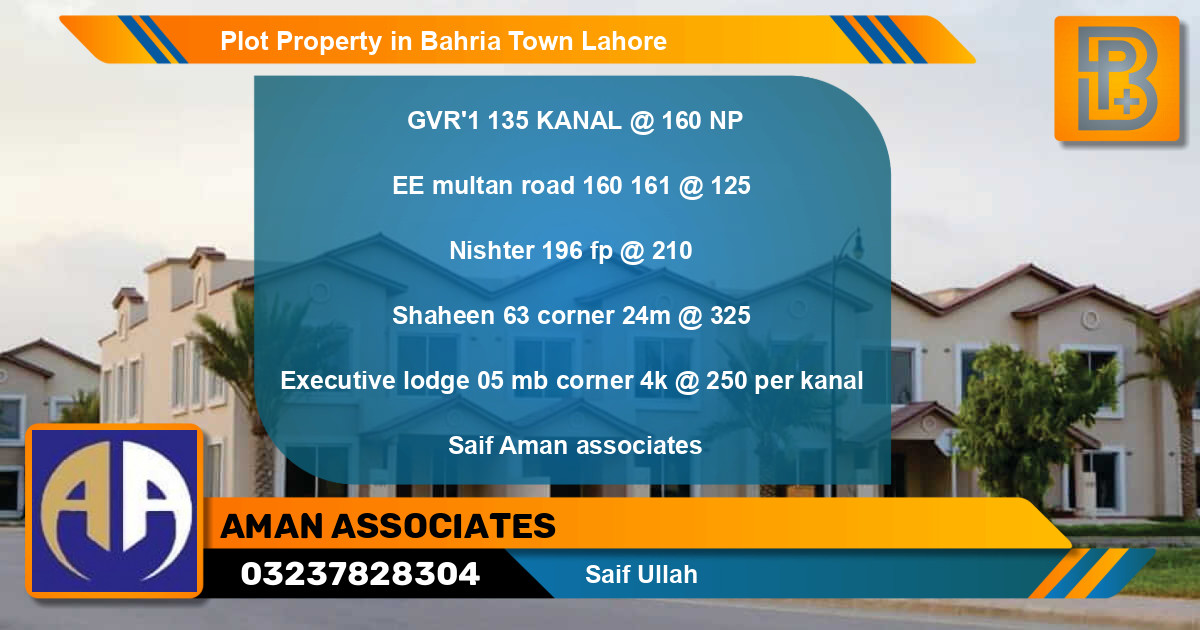 Residential Plot for Sale in Bahria Town, Lahore - (BP-66481)