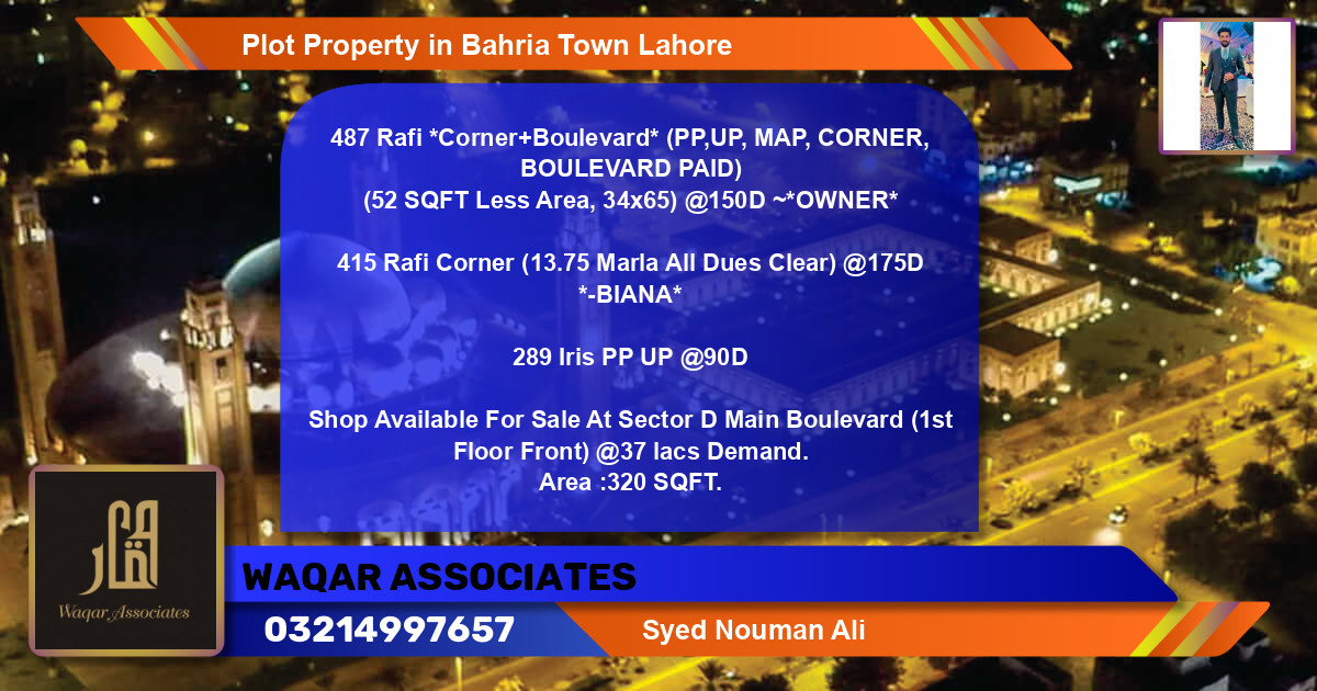 Residential Plot for Sale in Bahria Town, Lahore - (BP-66496)