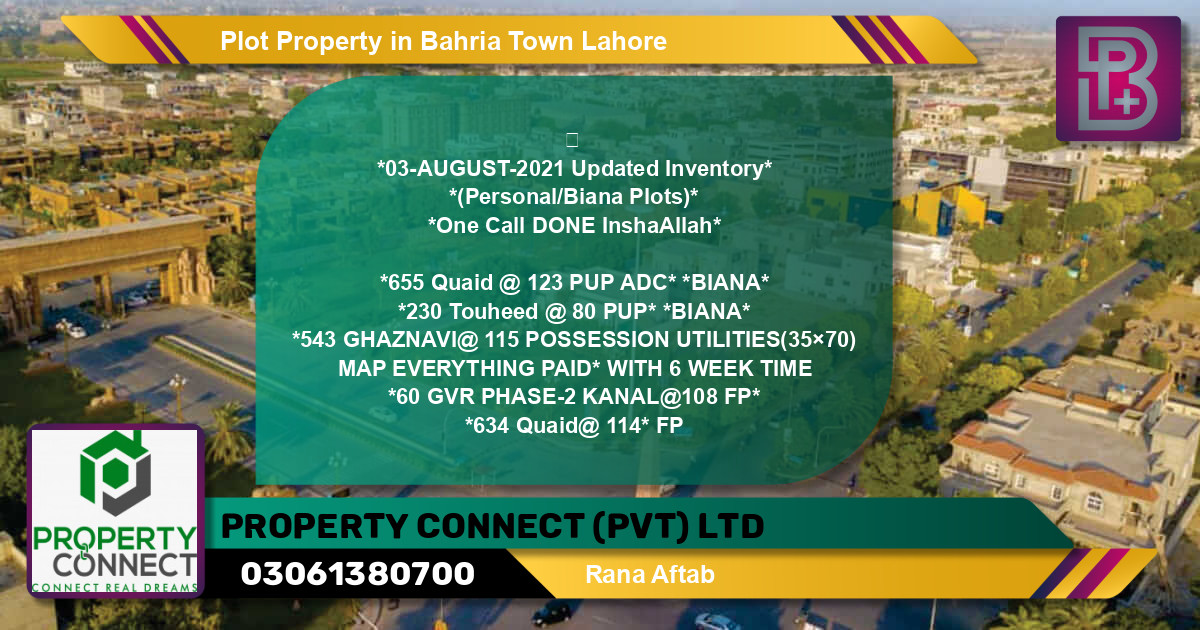 Residential Plot for Sale in Bahria Town, Lahore - (BP-66503)