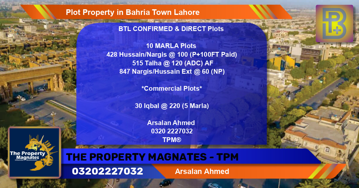Commercial Plot for Sale in Bahria Town, Lahore - (BP-66507)