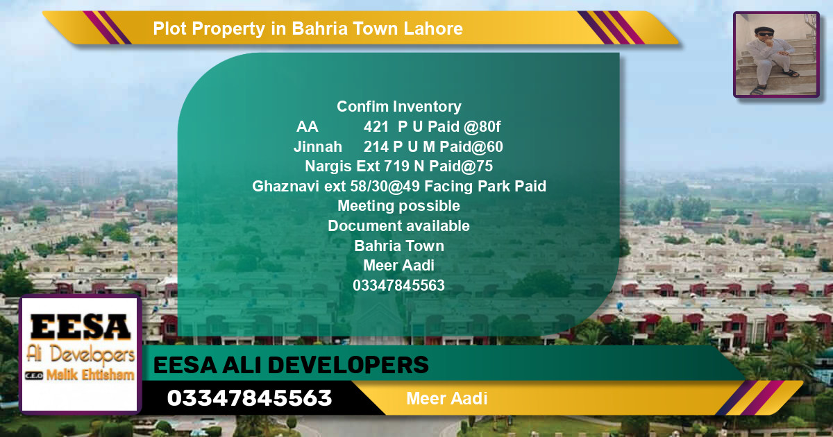 Residential Plot for Sale in Bahria Town, Lahore - (BP-66510)