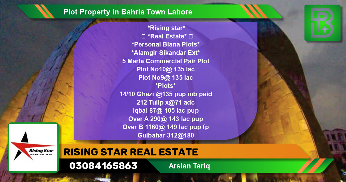 Commercial Plot for Sale in Bahria Town, Lahore - (BP-66519)